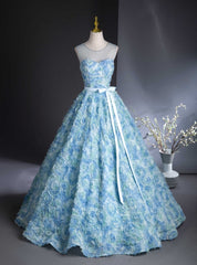 Blue 3D Rose Flower Backless Quinceanera Dresses