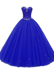 Blue Ball Gown Sweetheart Neck 16 Birthday Dresses With Crystal