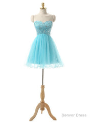 Blue Sweetheart Beading Crystal Homecoming Dress