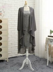 Brilliant Gray Mother Of The Bride Dresses Sheath Cap Sleeves