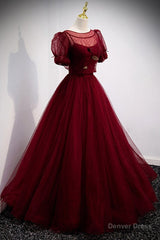 Burgundy Ballgown Long Prom Dress with Removable Jacket