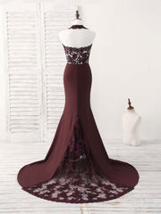 Burgundy Lace Mermaid Long Prom Dresses Burgundy Bridesmaid Dresses