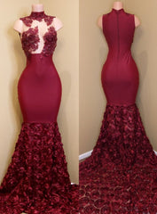 Burgundy mermaid prom Dresses, long evening gowns