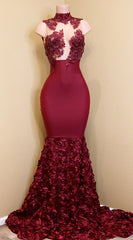 Burgundy mermaid prom Dresses, long evening gowns