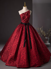 Burgundy Strapless Embroidery Quinceanera Dresses