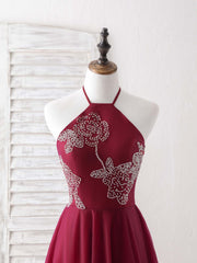 Burgundy Tulle Beads Long Prom Dresses Burgundy Evening Dresses