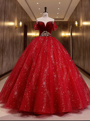 Burgundy Tulle Sequins Velvet Off the Shoulder Quinceanera Dress