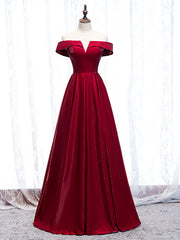 Buy Cheap Off The Shoulder Burgundy Satin Cut Out Prom Dress Under 119