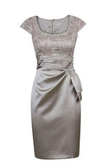 Elegant Short Silver Cap Sleeves Mother Of The Bride Dresses, Homecoming Dresses