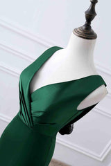 Prom Dresses, Green Matte Satin V Neck Mermaid Unique Design Evening Dresses