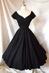 A Line Black Satin Cocktail Party Dresses, Homecoming Dresses