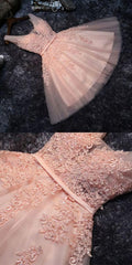 Princess Lace appliquée en tulle robe à la maison rougir rose rose courte robes de demoiselle d'honneur