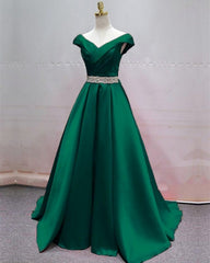 Ball Gown Green Long Prom Dresses, Evening Dresses