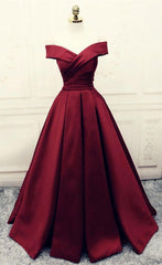 Burgundy Prom Dresses, Ball Gowns Prom Dresses, Satin Evening Gowns