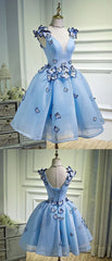 Sky Blue Butterfly Short Homecoming Dresses, Party Dresses