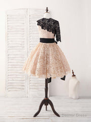 Champagne Lace Short Prom Dress, Champagne Homecoming Dress