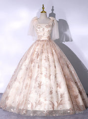 Champagne Tulle Lace Quinceanera Dress