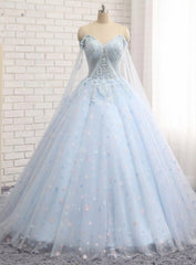 Charming Blue Ball Gown Tulle Sweetheart Quinceanera Dresses