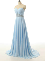 Cheap Blue Sweetheart Chiffon With Crystal Bridesmaid Dresses