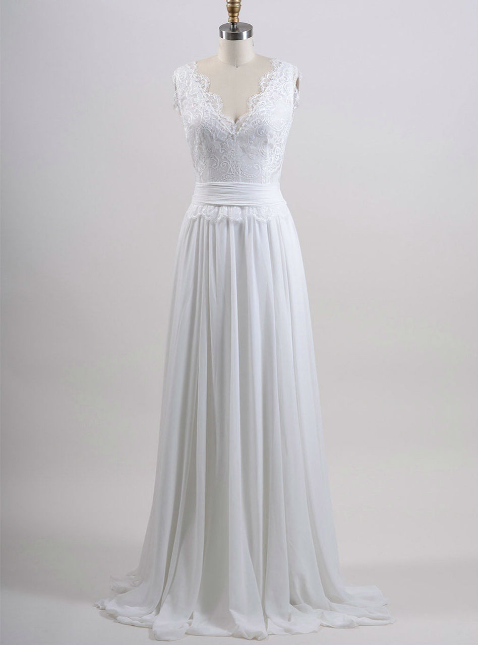 Chiffon Wedding Gown A line Summer Wedding Dress Lace Bridal Dress