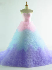 Colorful Tulle Sweetheart Tulle Princess Wedding Dresses