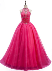 Crystals Sweet 16 Dress Ball Gowns Halter Tulle Quinceanera Gown Dresses