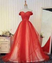 Custom Made  Tulle  Off Shoulder Long Prom Dresses, Evening Dresses