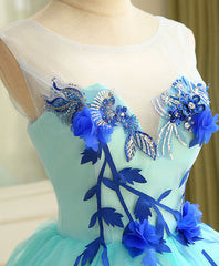 Cute A Line Blue Tulle Mini/Short Prom Dresses, Blue Homecoming Dresses