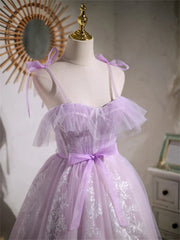 Cute Lavender Tulle Short Prom Dresses, Lavender Homecoming Dresses 2025