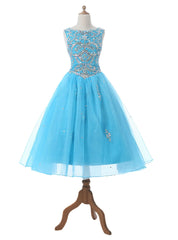 Cute New Design Brilliant Crystal Pageant Dress Organza Floor-length