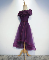 Cute Purple High Low Prom Dresses, Purple Homecoming Dresses