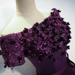 Cute Purple High Low Prom Dresses, Purple Homecoming Dresses