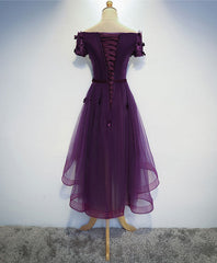 Cute Purple High Low Prom Dresses, Purple Homecoming Dresses