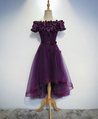 Cute Purple High Low Prom Dresses, Purple Homecoming Dresses