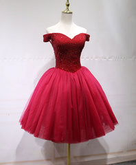 Cute Tulle Beads Short Prom Dresses, Tulle Homecoming Dresses