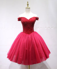 Cute Tulle Beads Short Prom Dresses, Tulle Homecoming Dresses