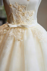 Cute Tulle Lace Knee Length Prom Dresses, Champagne Off the Shoulder Evening Party Dresses