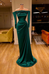 Dark Green Off-the-Shoulder Mermaid Prom Dresses Long Evening Gowns Online