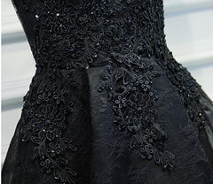 Black Lace Graduation Dresses, A Line Black Homecoming Dresses, Semi Formal Dresses