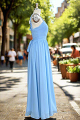 Elegant A-line Straps Chiffon Floor Length Bridesmaid Dresses