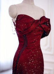 Elegantes schwarzes und rotes Schatz Meerjungfrau Langes Abschlussballkleid, rotes Abendkleid