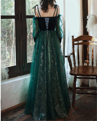 elegant dark green lace gown Prom Dresses