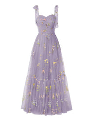 Elegant brodery Robes de bal violet violet violet Spaghetti bretelles une robe de fête en ligne longue robe formelle simple