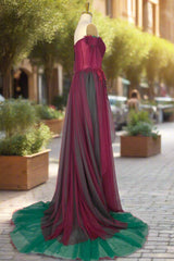 Elegant Green Off The Shoulder Tulle Prom Dresses Vintage Prom Gowns