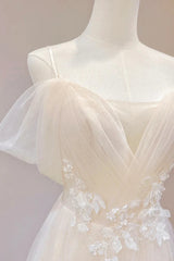 Elegant Ivory Tulle with Lace Long Off Shoulder Party Dresses A-line Prom Dresses prom Dresses shops