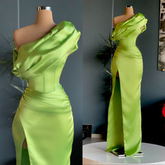 Elegant One Shoulder Long Evening Prom Dresses With Split