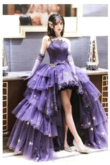 Елегантна фіолетова зірка A-Line випускна сукня Любов елегантна фіолетова зірка Лоліта