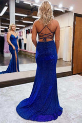 Elegant Royal Blue Mermaid Long Party Dresses