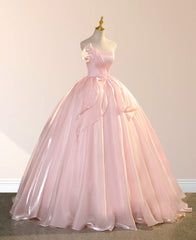 Vestido de baile de organza rosa brilhante elegante vestidos quinceanera