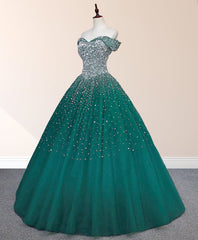 Emerald Green Paillon Prom Kleider Perlen Quinceanera Kleider